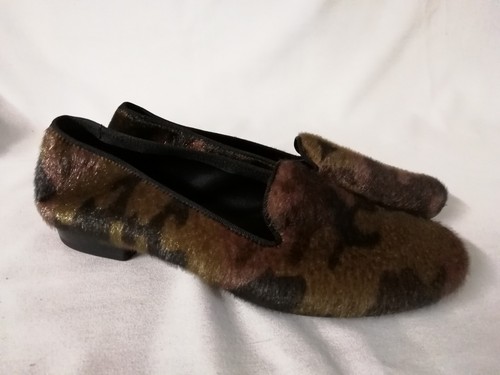Tiberio - Camouflage Furry Slippers, Rounded Toe and hard Bottom Size Uk 5 - Picture 2 of 7