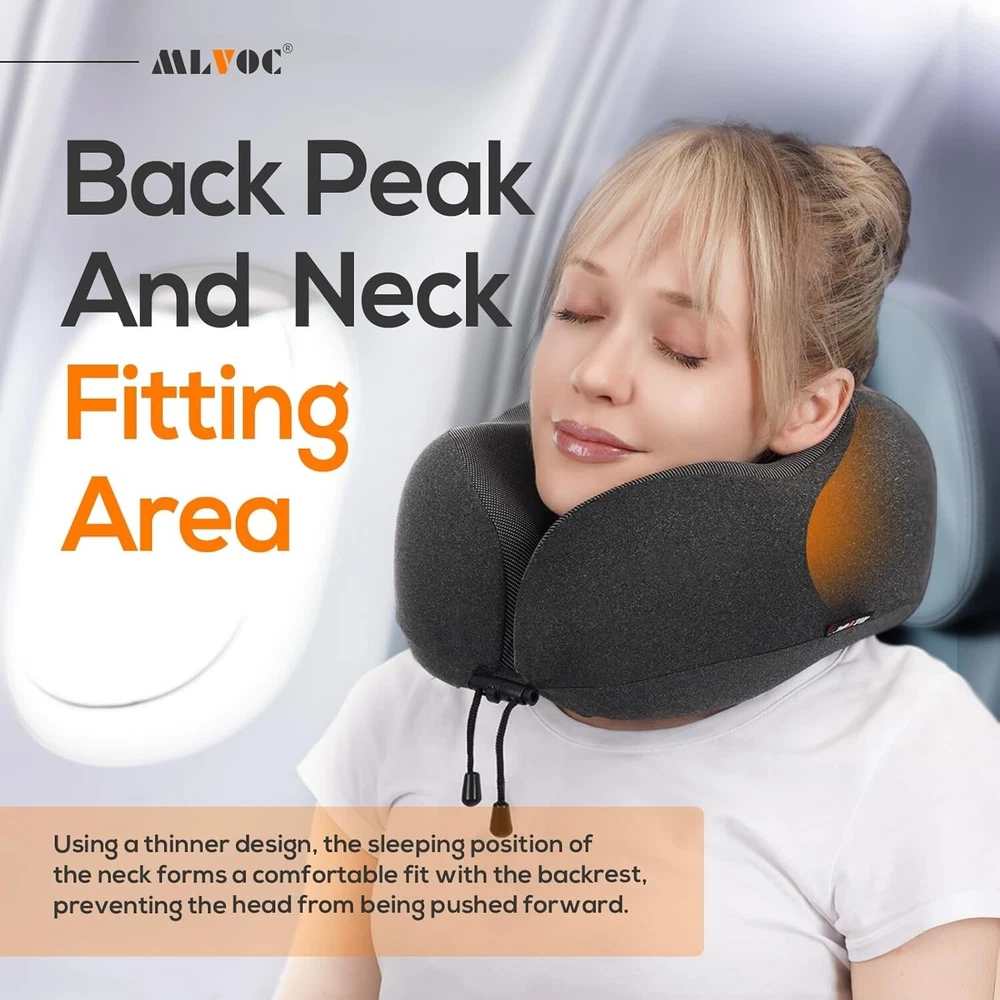 Compact Adjustable Travel Pillow - Machine Washable for Comfort