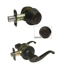  Keyed Entry Oil Rubbed Bronze lever Double Deadbolt Combo Door Handle Lock