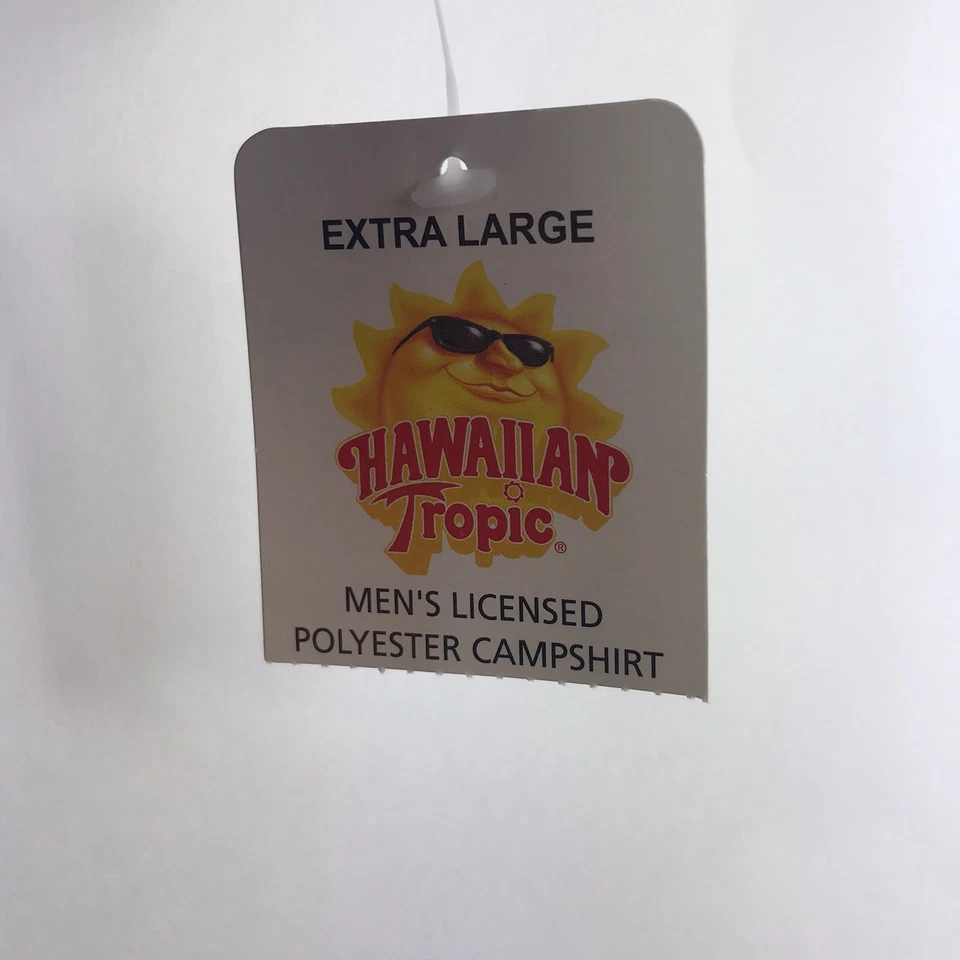 Hawaiian Tropic Shirt Mens Size XL Button Up Blue Red Floral Spell Out Camp NEW - Image 4 of 4