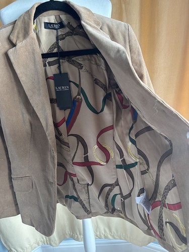 Ralph Lauren 2-Button Corduroy Blazer Jacket Beige Camel size 8 New with tags - Picture 9 of 14