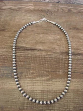 Native American Hand Strung Round Navajo Pearl 16" Necklace by I. John