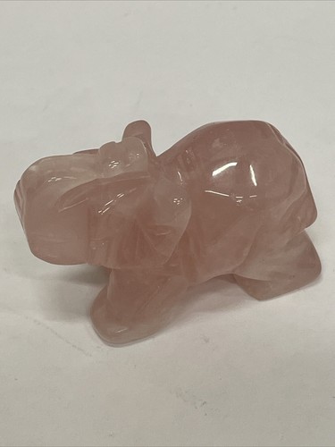 Natural Rose Quartz Crystal Elephant Quartz Stone Carved Animal Decor Healing - Picture 3 of 8