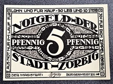 ZÖRBIG NOTGELD 5 PFENNIG 1921 EMERGENCY MONEY GERMANY BANKNOTE (33627)