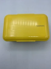 TAKENAKA Yellow, Rectangle Snack/Bento Box 6.5x2.5x4" Complete With Fork/ Strap