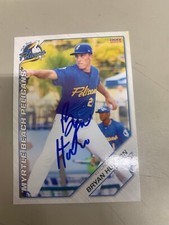 Bryan Hudson Signed Card 2019 Myrtle Beach Pelicans IP Auto