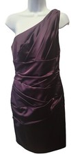 David's Bridal Plum/Purple Satin One Shoulder Bridesmaids Dress Size 6