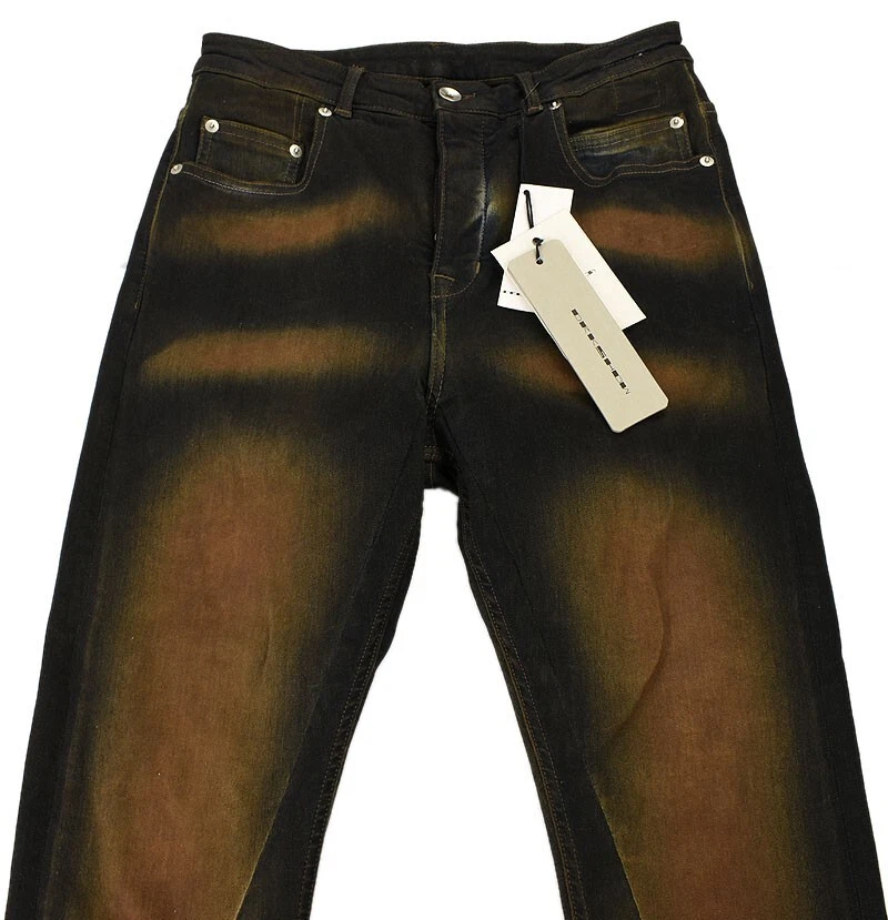 DRKSHDW RICK OWENS Mud DETROIT CUT Coated 5 Pocket Button Fly Jeans 31 Italy NWT - Image 2 of 4
