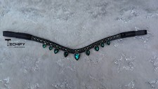 Finely Crafted Horse Leather Crystal Browband For Formal Riding Events