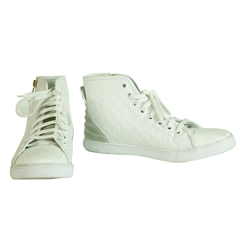 Louis Vuitton Punchy Empreinte Leather High Top Sneakers Ivory off White sz  37,5