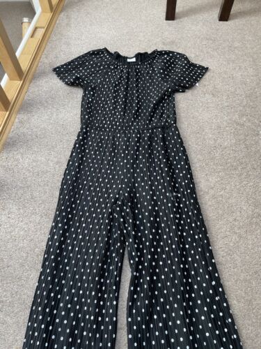 F&F Kids Black & White Polka Dot Colouttes Jumpsuit.Age 11-12 Years.