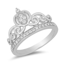 1/5Ct White Round Cut CZ Women's Tiara Crown Birthday Gift Ring In 925 Silver