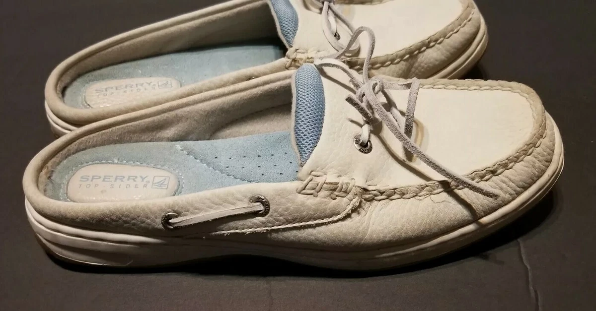 Sperry Womens Top Sider Leather Mule L 05 Ch 08 Lace Up Boat Shoes