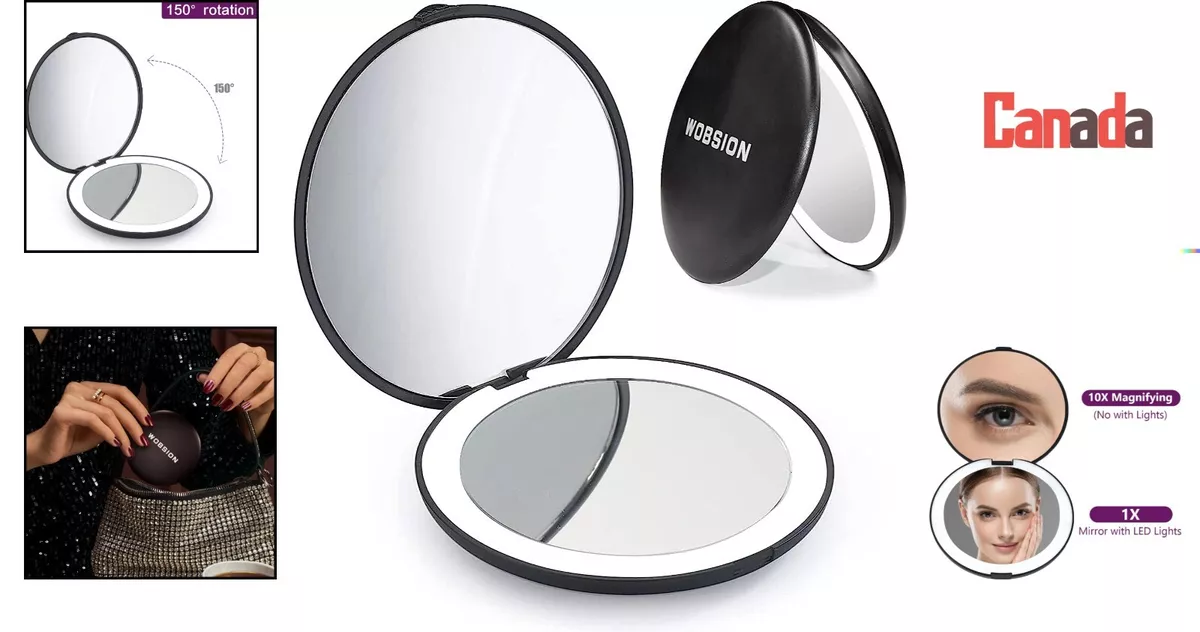 Lighted Portable Compact Mirror 10x