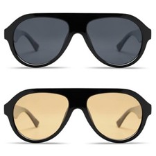 Retro Aviator Polarized Sunglasses for Men Women Trendy 70s Plastic Sun Glasses