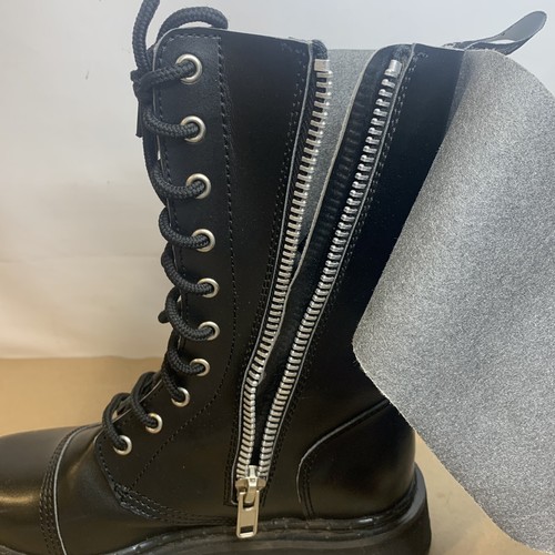 Demonia Leather Zip Up Lace Up Combat Boots Buckles Women’s Sz 6 - Black - Picture 11 of 13