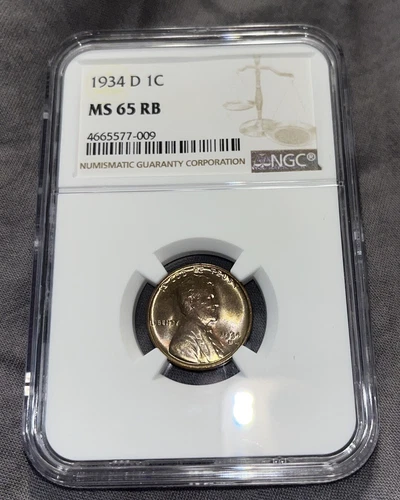 1934-D Lincoln Wheat Penny NGC MS65 RB