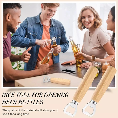 50Pcs Wood Handheld Bottle Opener Stainless Steel Bottle Opener Wood Wine Opener - Picture 6 of 10