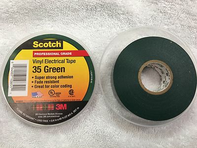 Scotch Professional Grade Vinyl Electric Tape 35 Green, 3M, 3/4'' x 66' Strong