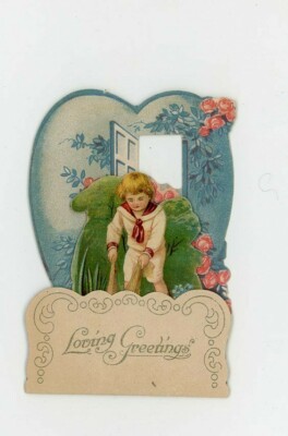 c1922-23 Card Vtg Valentine Cut Die Pop Up Germany Embossed Child Greetings 