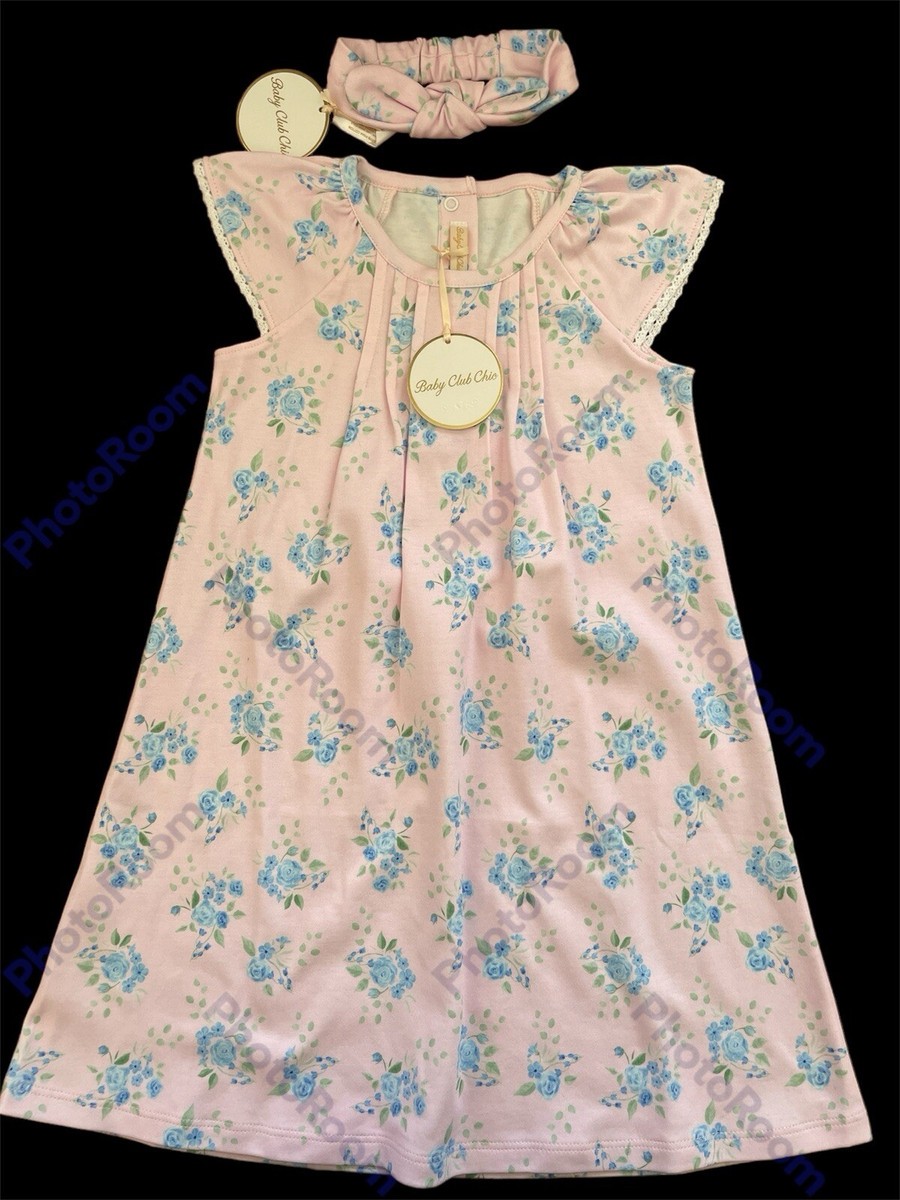Baby Club Chic NWT Pink/Blue English Garden A-line Dress & Headband-4T |  eBay