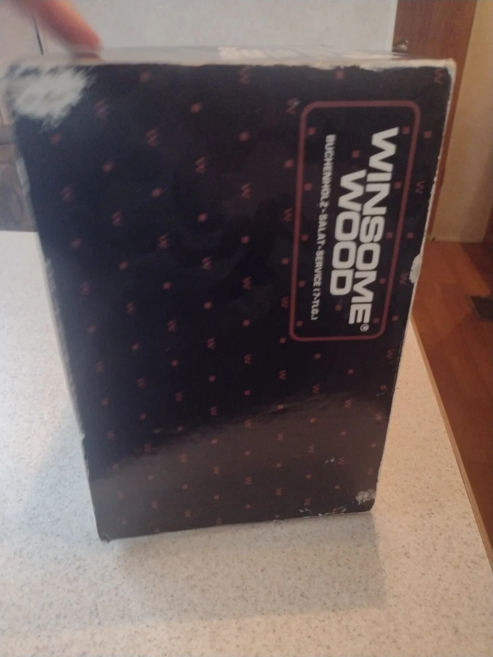 Vtg Beach Wood Salad Bowl Set 7 Piece Winsome  - Image 3 of 4