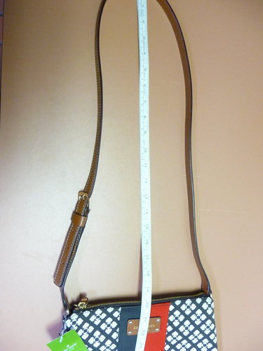 Kate Spade Signature Brown/Red Luggage Stripe Messenger Bag Canvas Leather NWT - Picture 7 of 9