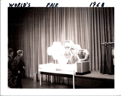 1968 World's Fair Exhibit Hexagonal Modules Honeycomb Display Booth Curtains