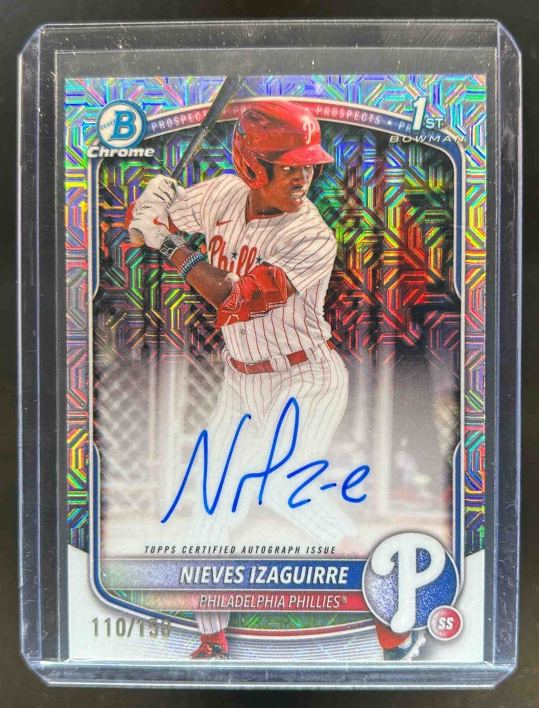2025 Bowman Chrome Nieves Izaguirre Auto HTA Choice Refractor 1st #110/150