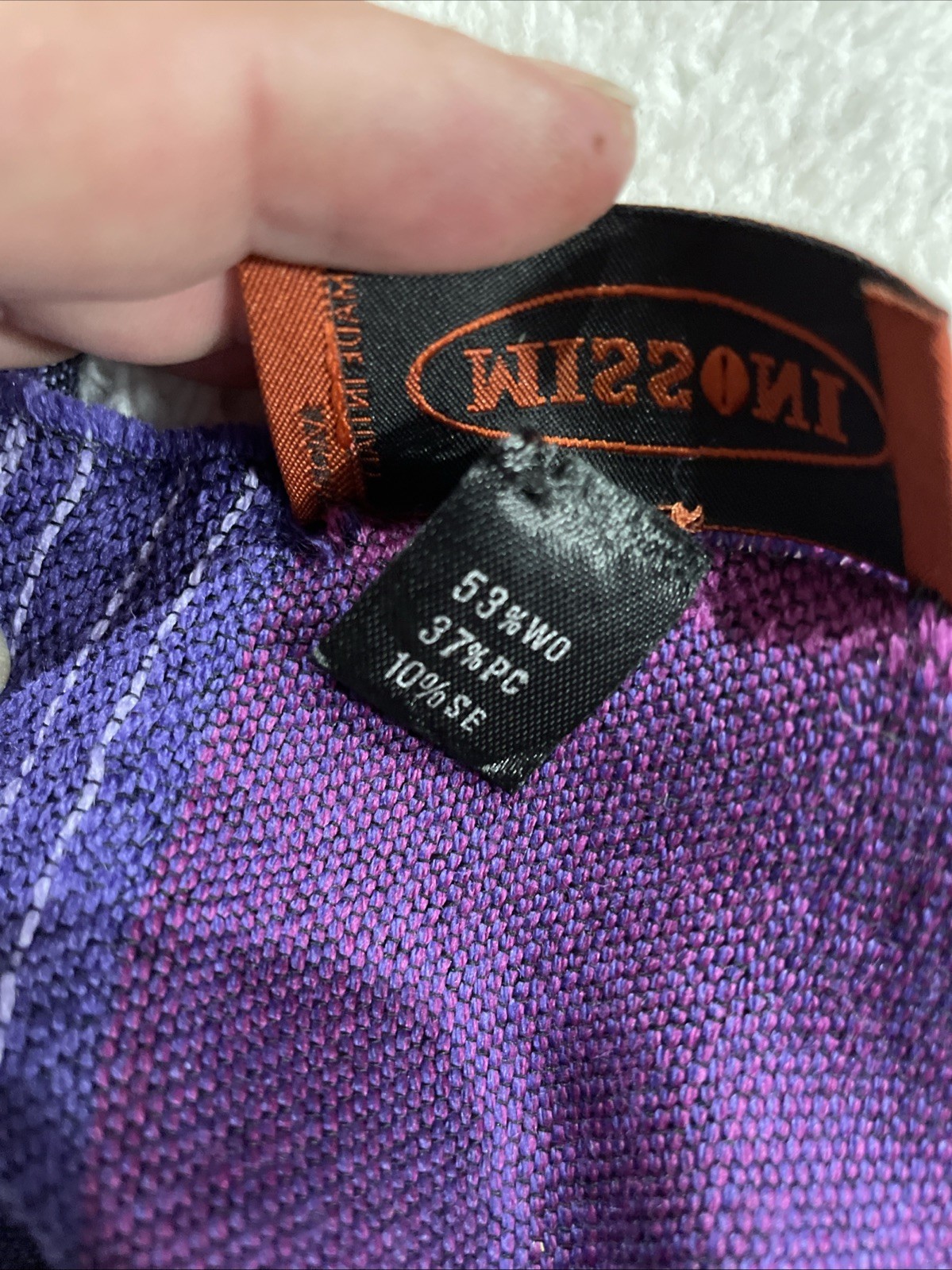 MISSONI Rectangle Scarf Zig Zag Wave Pattern Purp… - image 4