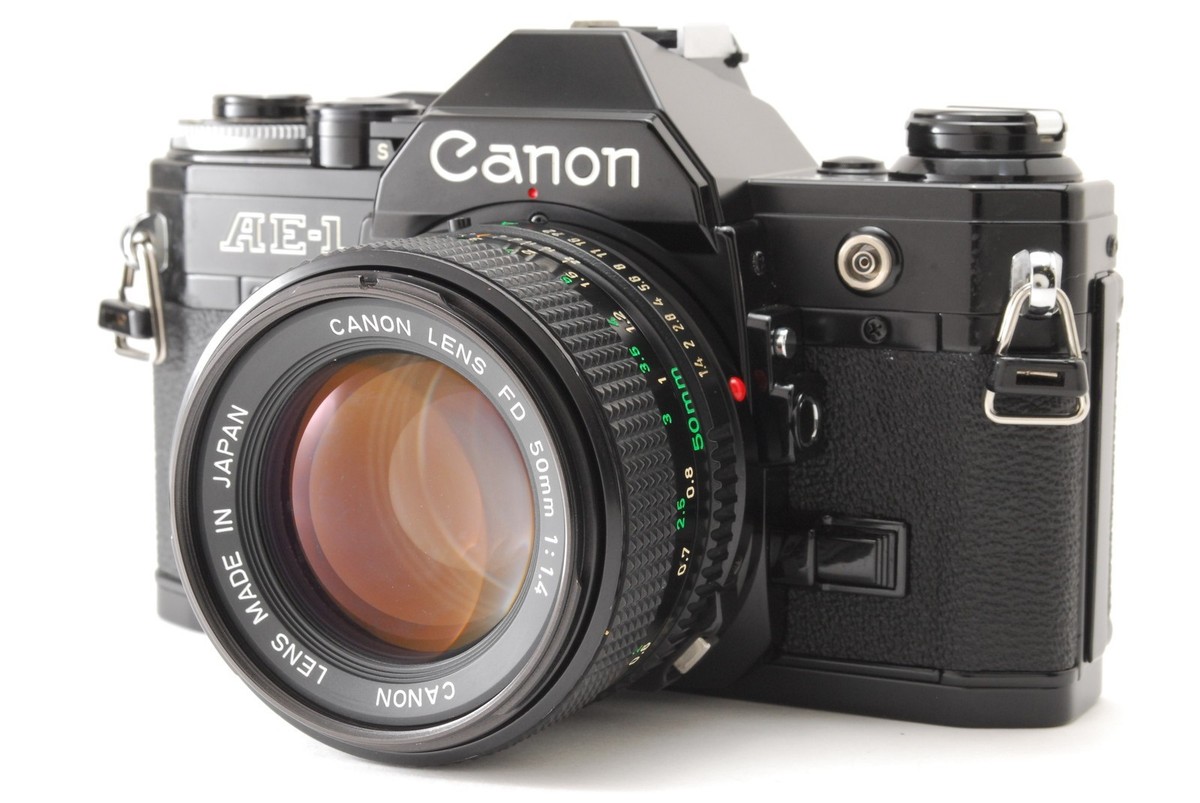 MINT] Canon AE-1 Black Film Camera New FD NFD 50mm f1.4 Lens From