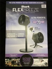 + Shark FlexBreeze Outdoor and Indoor Fan, Cordless & Corded Pedestal FA202 NEW