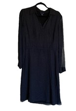 Ann Taylor Long-sleeve Black Dress Women's Size 10 Classic Academia Career