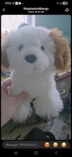 Dog Stuffed Animal Plush Toy White Brown with Brown Ears Soft Plushie