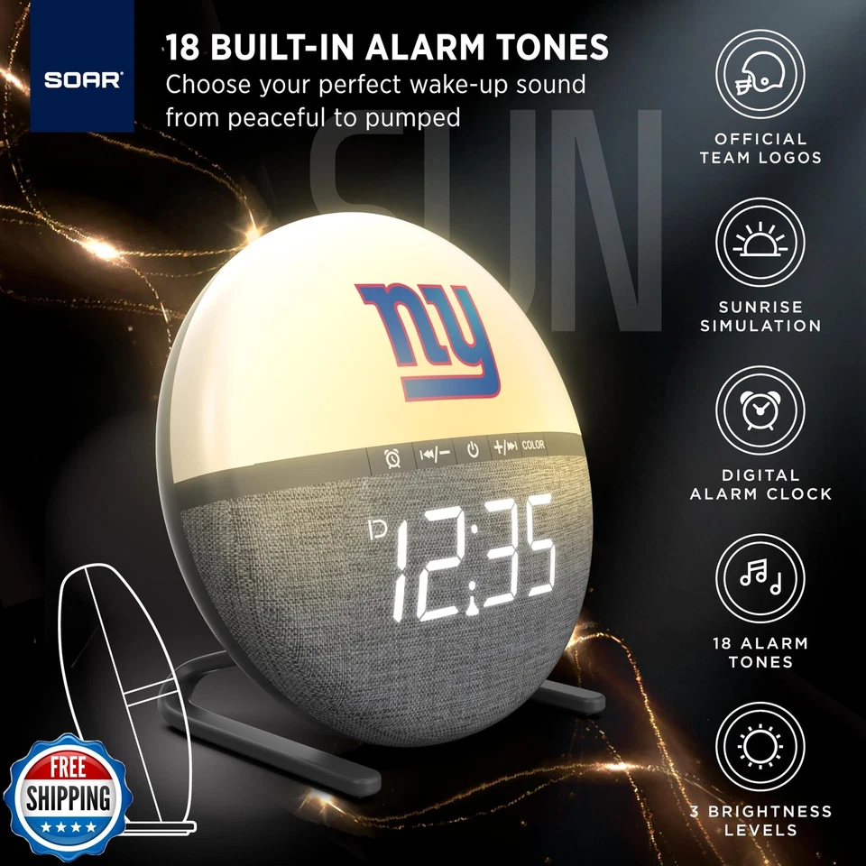 Reloj despertador SOAR NFL Sunrise, Las Vegas Raiders Foto 4 de 4