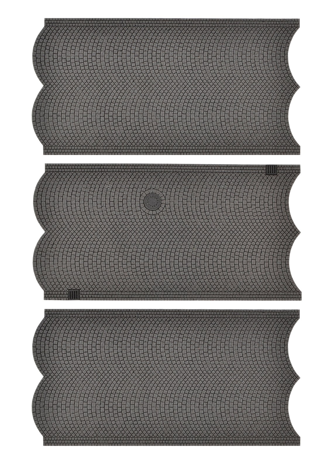 Vollmer 48240 - H0 Street Plate Cobblestone made of Stone Art, 3 Pieces