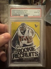 2023 Donruss Optic Rookie Recruits GOLD PRIZM Will Anderson RC SSP #/10 PSA 10!!