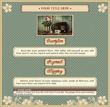 AUCTION TEMPLATE Vintage Dots Floral Aqua Design - FREE SHIPPING