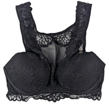 Victoria's Secret High Neck Lace Bralette Women's Size SMALL Black Floral Print