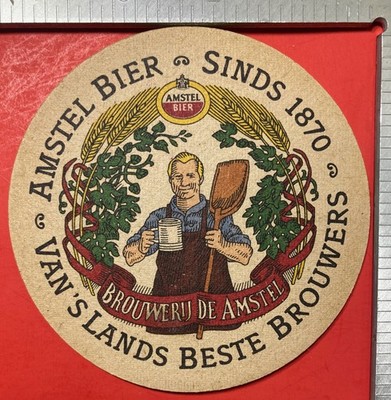 AMSTEL BIER SINDS 1870 VAN'S LANDS BESTE HEINEKEN. 4.2 INCH ROUND  BEER COASTER