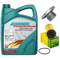 MotoröL Filter Set Addinol 10W-40 5 Liter + Schraube FüR Chevrolet Cruze 1.6