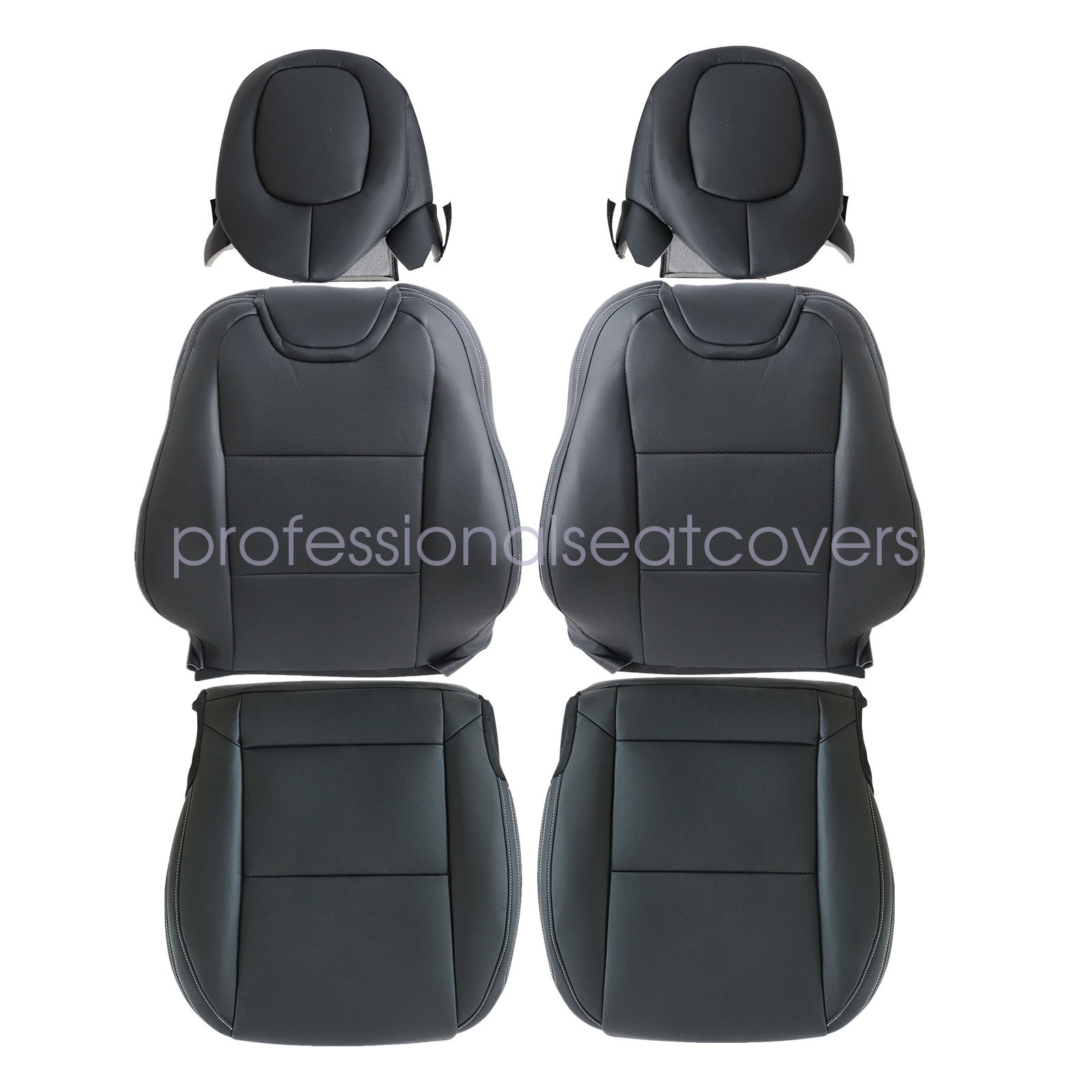 For 2010-15 Chevy Camaro Driver & Passenger Replacement Leather Seat Cover Black