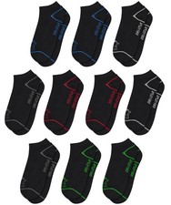 STARTER Little Boys No Show Socks 10-Pack, Small, Black Multicolor