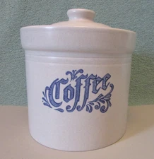 Vintage Pfaltzgraff Yorktowne Blue COFFEE Crock Canister with Lid USA