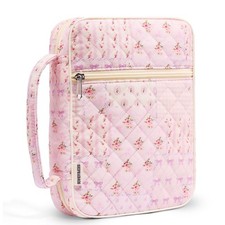 shirabags Quilted Bible Cover Case for Women Pink Cotton M
