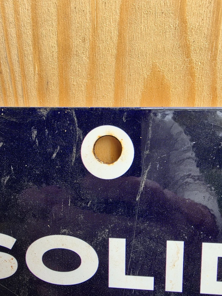 VINTAGE SOLID VALUE USED CAR DEALER PORCELAIN SIGN 12" X 8" - Image 2 of 4