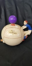 alte Keramik Schnapsflasche Fussball Gru&szlig; aus Knittlingen Figurenflasche 30s 50s