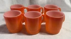 6 Vtg Anchor Hocking Fire King Orange-Red Fade Stacking Glass Coffee Cup Mug Set