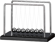 Newton  s Cradle 7 Ball 9" Balance Physics Toy with Wooden Base, Office Desk Deco
