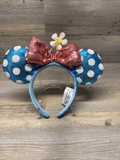Disney Parks Sun Flower Bow Polka Dot Kids Hat Sequins Minnie Ears Headband